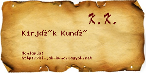 Kirják Kunó névjegykártya